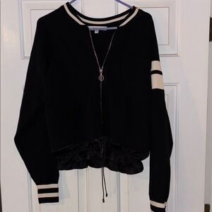 Relative Pi Black and White Zip-Up Sweater